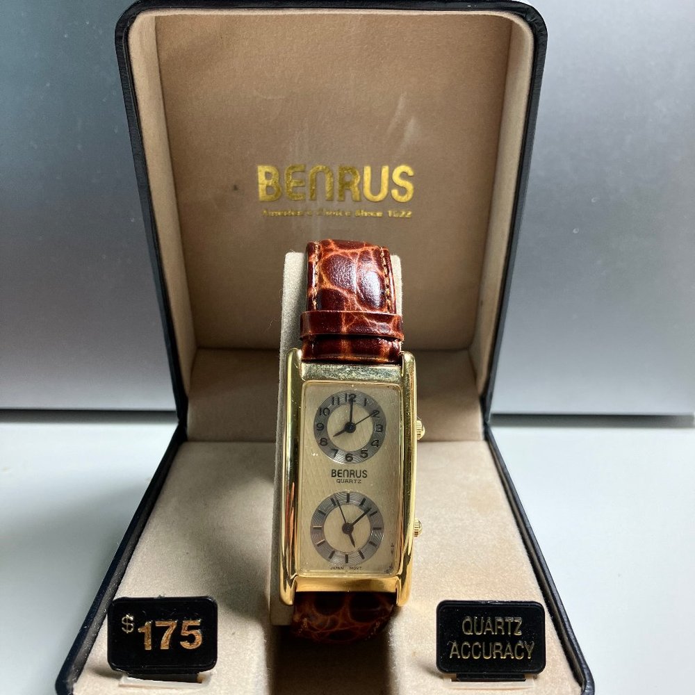 Benrus Quartz Men's Dual Time Rectangular Watch BN 533 138 PC11
